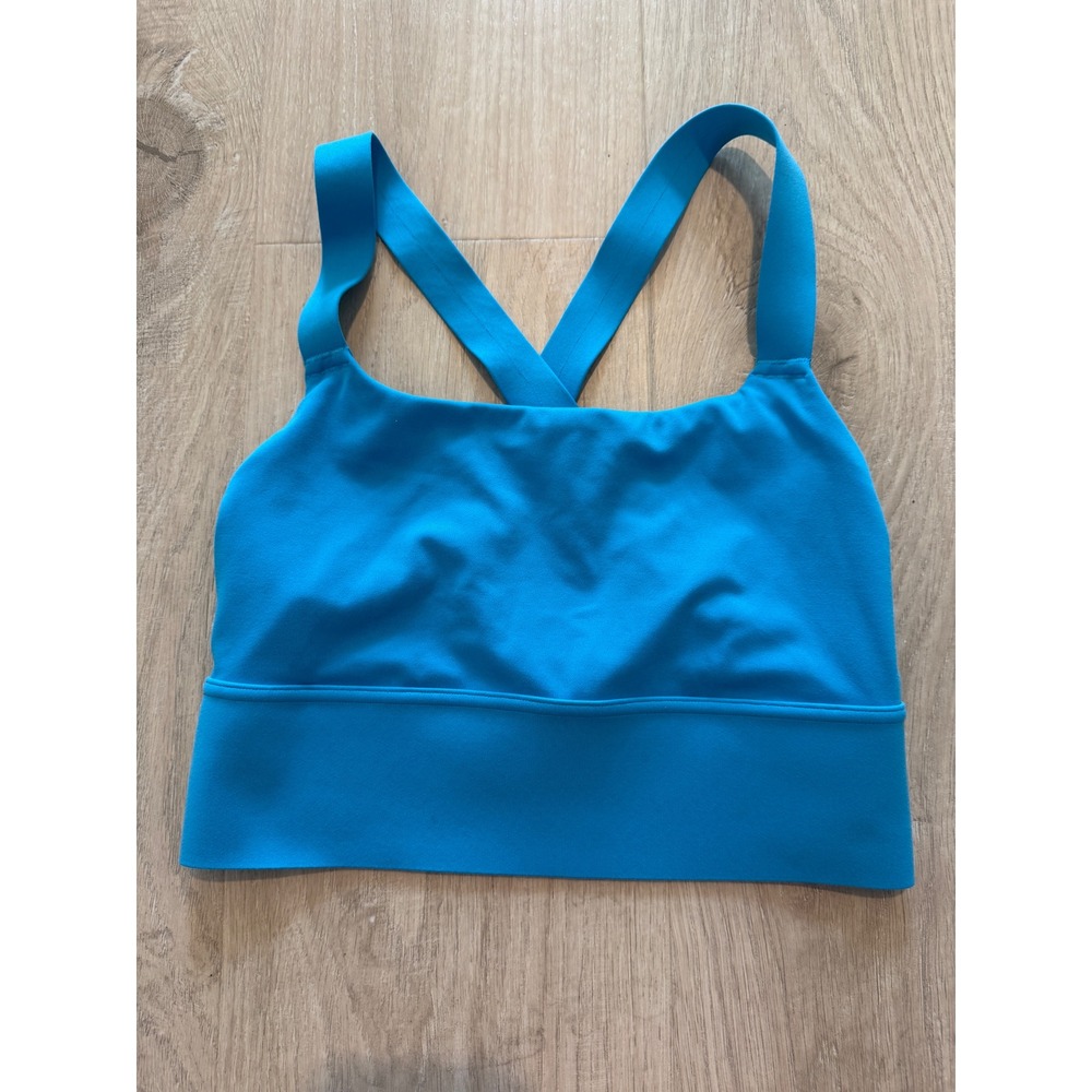 Athleta Warrior Longline Bra Women XS D-DD Blue Powervita Crossback Sports Yoga